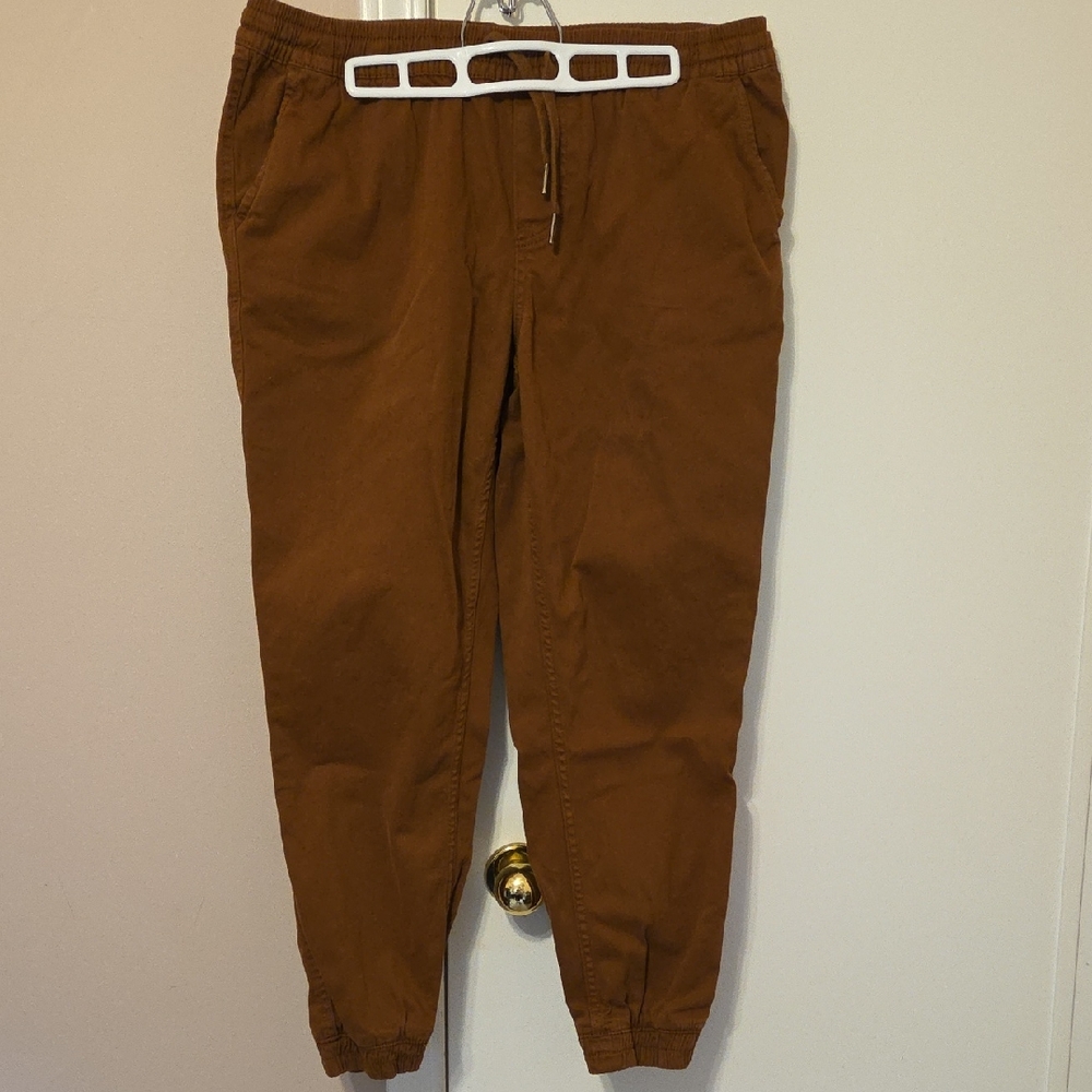 Brown Corduroy Joggers with Elastic Cuffs